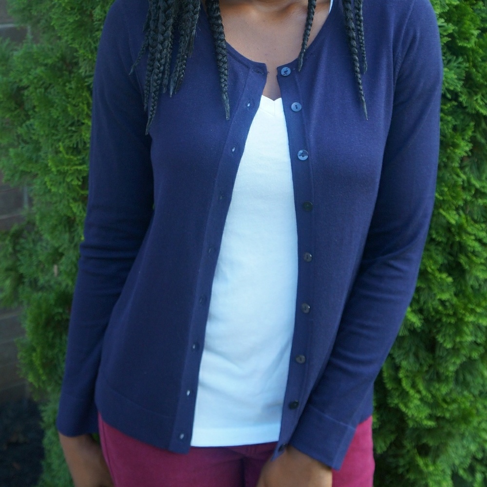 Navy Silk Blend Cardigan